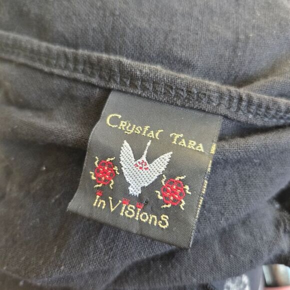 Vintage Crystal Tara Alex Gray Fairy Goth Black Midi Wrap Skirt Blue Moon Print - Picture 5 of 6